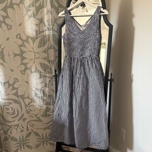 Classic Black and White Gingham Midi Dress